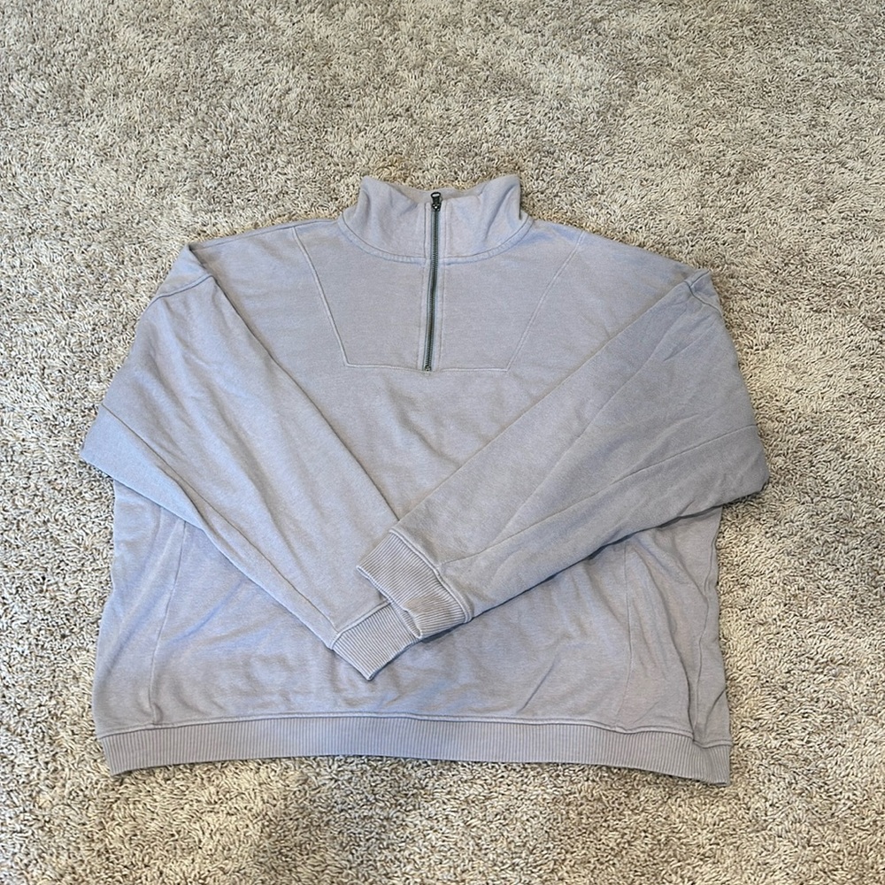 American Eagle grey/purple quarter zip size L